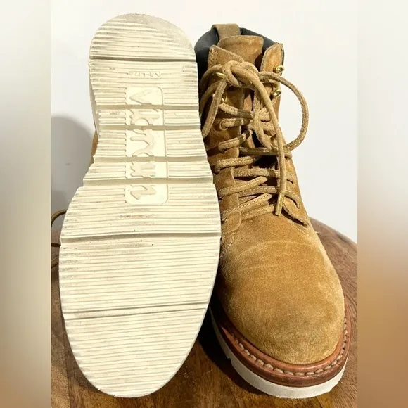 Rag &amp; Bone Camden Suede Platform Wedge Boot Tan 6.5