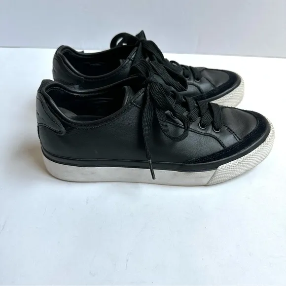 Rag &amp; Bone  RB Army Low Black Leather Sneaker 36.5 6.5
