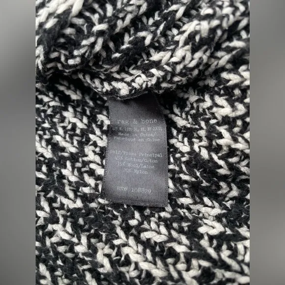 Rag &amp; Bone‎ Women’s V Neck Marl Ribbed Wool Blend Heavy Knit Sweater Black S