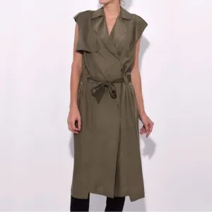rag &amp; born, silk, light weight trench dress Olive Green Modern Ragged Like New