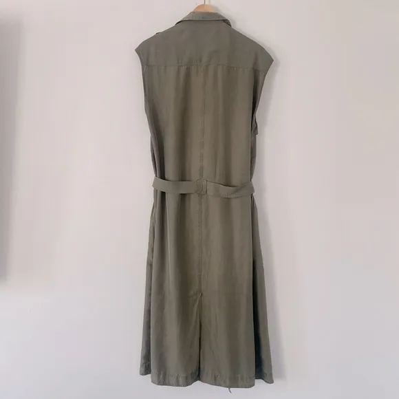 rag &amp; born, silk, light weight trench dress Olive Green Modern Ragged Like New