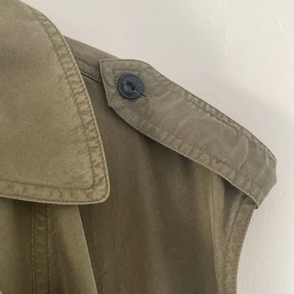 rag &amp; born, silk, light weight trench dress Olive Green Modern Ragged Like New