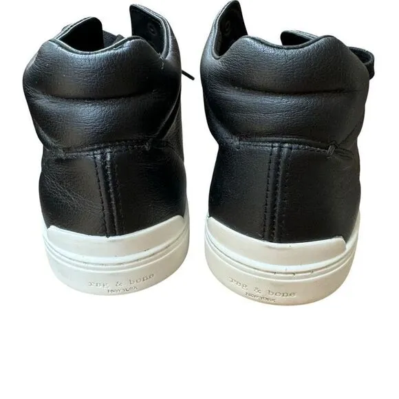 Rag &amp; Bone Kent High Top Sneakers Shoes Black Leather Lace Up Women size 40/10US
