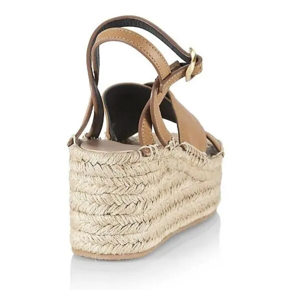 Rag &amp; Bone Hera Tan Leather Crisscross Espadrille Wedge Sandals New!