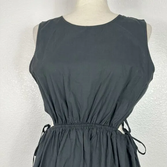Rails Dress Women Medium Yvette Cutout Midi Black Organic Cotton Poplin Classic