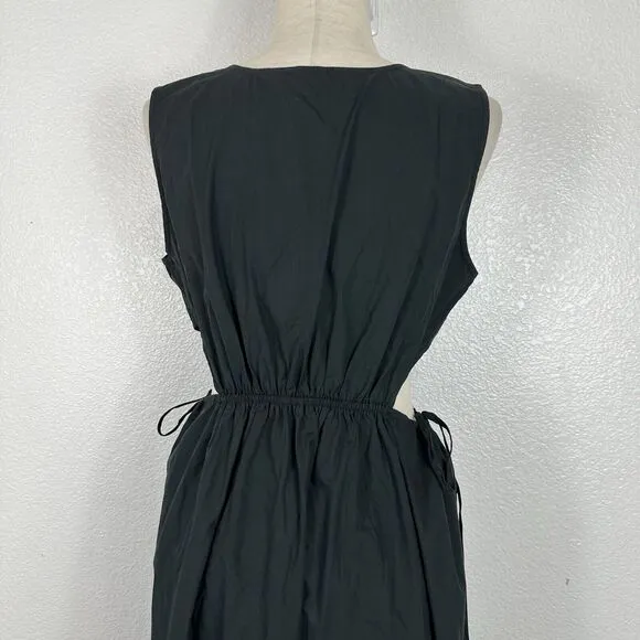 Rails Dress Women Medium Yvette Cutout Midi Black Organic Cotton Poplin Classic