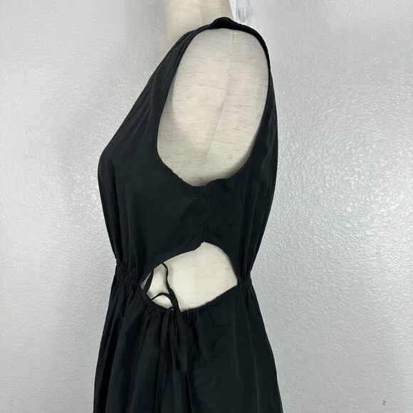Rails Dress Women Medium Yvette Cutout Midi Black Organic Cotton Poplin Classic