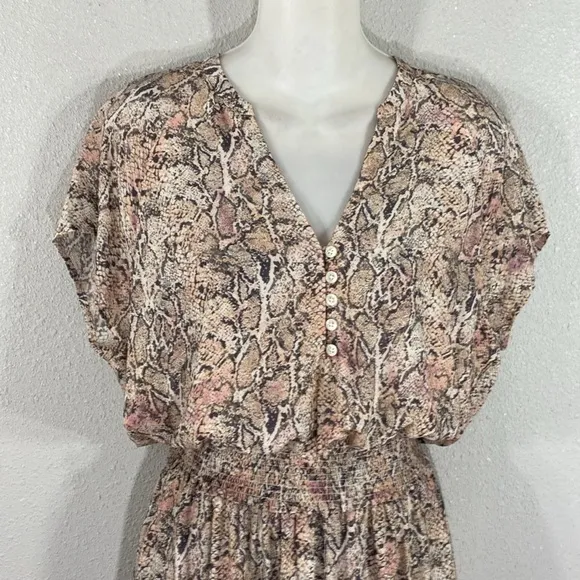 Rails Pink Cream Karla Python Print Blouson Dress Small S AB9