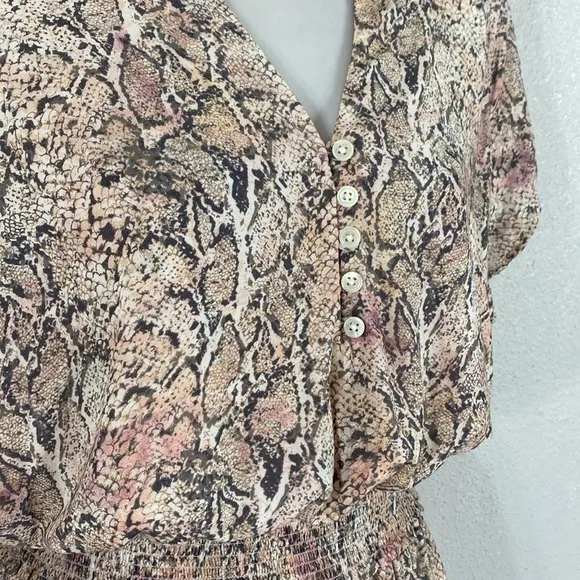 Rails Pink Cream Karla Python Print Blouson Dress Small S AB9