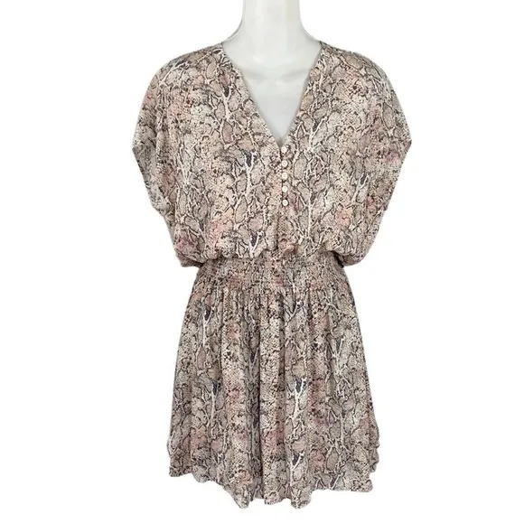 Rails Pink Cream Karla Python Print Blouson Dress Small S AB9