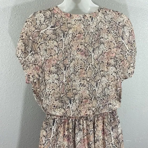 Rails Pink Cream Karla Python Print Blouson Dress Small S AB9
