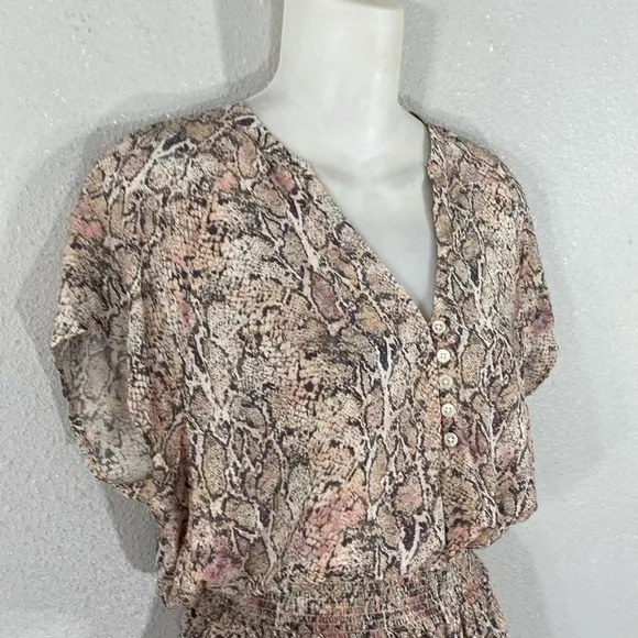 Rails Pink Cream Karla Python Print Blouson Dress Small S AB9