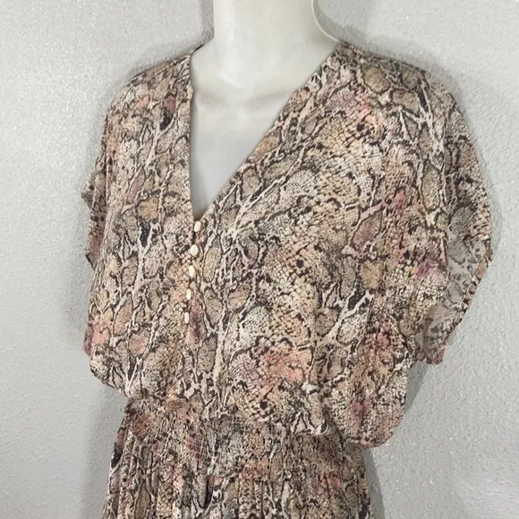 Rails Pink Cream Karla Python Print Blouson Dress Small S AB9