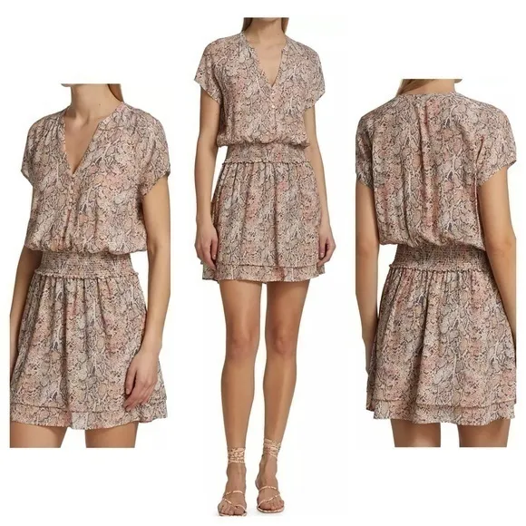 Rails Pink Cream Karla Python Print Blouson Dress Small S AB9