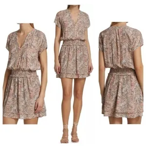 Rails Pink Cream Karla Python Print Blouson Dress Small S AB9