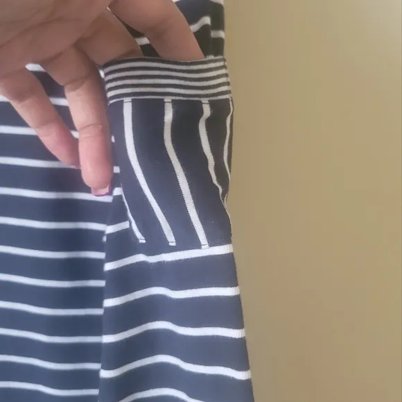 Ralph Lauren Blue White Striped Long Sleeve Dress With Arm Pocket Size L