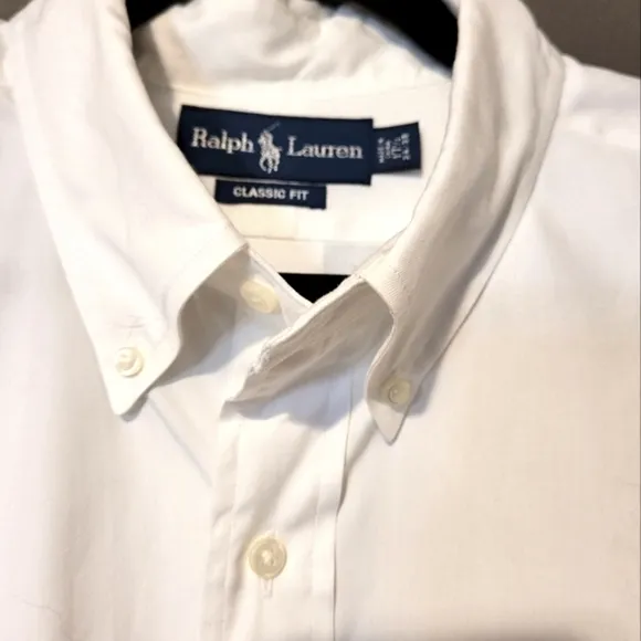 Ralph Lauren Mens Classic Fit White Dress Shirt 17.5 34/35