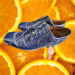Ramo Alto Leather Dress Shoes Alligator Print Lace Up Oxfords 10.5 M