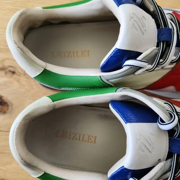 RARE Leizilei Calf Leather Sneakers Mens Size 12 Colorful Platform Shoes Y2k