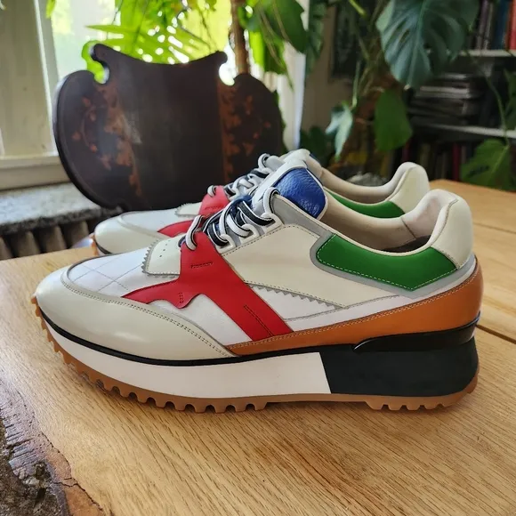 RARE Leizilei Calf Leather Sneakers Mens Size 12 Colorful Platform Shoes Y2k