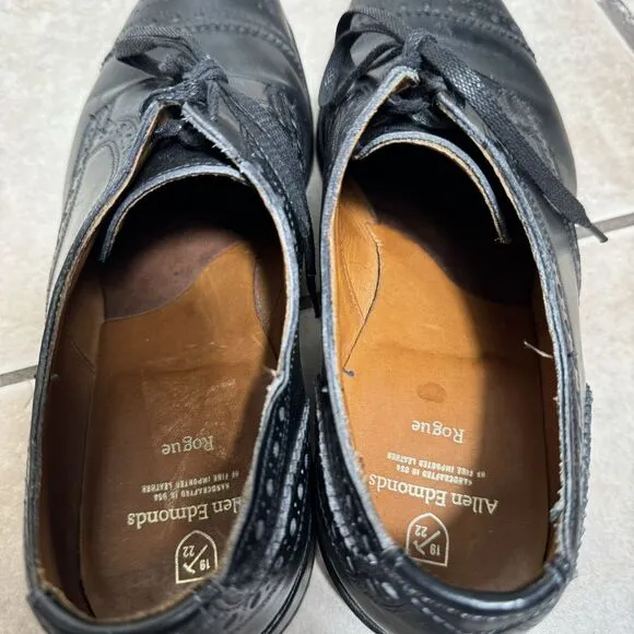 RARE MINT Allen Edmonds Rogue Men's 10.5 D USA Cap Toe Black Leather Dress Shoes