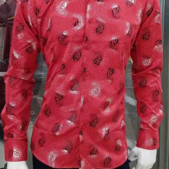 Red Long Sleeve Modern Fit Shirt
