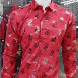 Red Long Sleeve Modern Fit Shirt