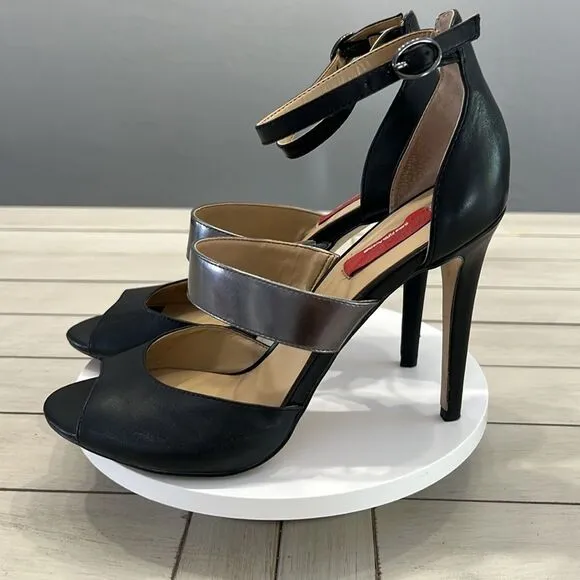 RED Saks Fifth Ave strap heels, size 7.5