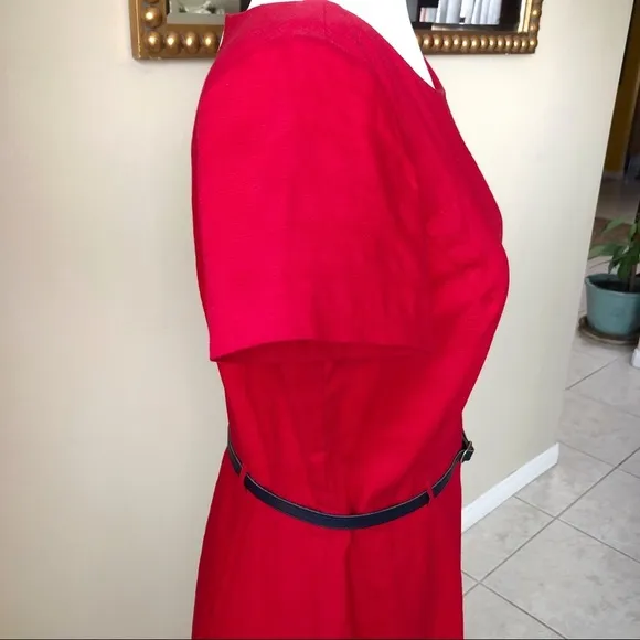 Red Tommy Hilfiger Cotton Belted Dress