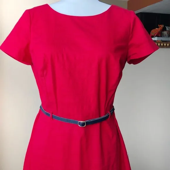 Red Tommy Hilfiger Cotton Belted Dress