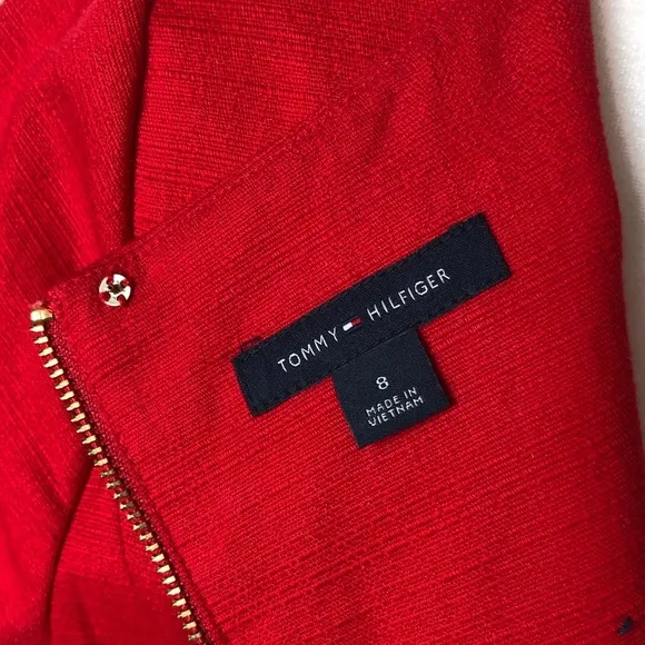 Red Tommy Hilfiger Cotton Belted Dress