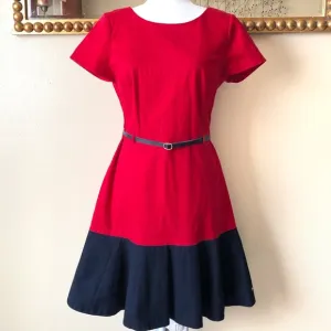 Red Tommy Hilfiger Cotton Belted Dress