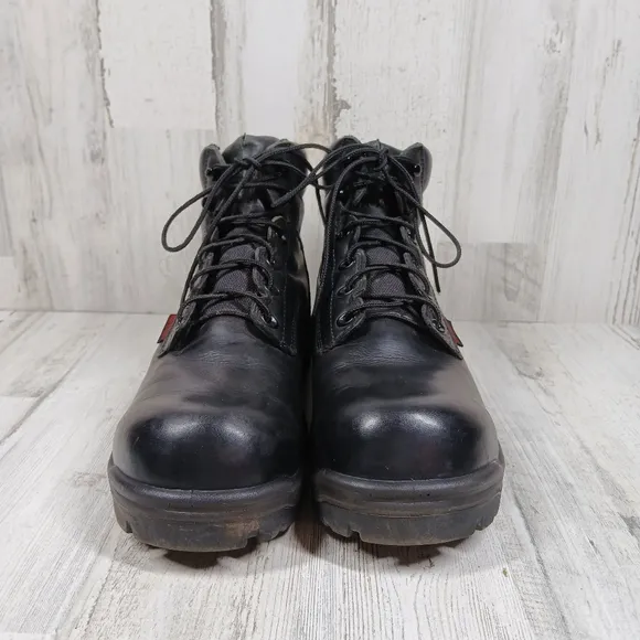Red Wing Black Leather Steel Toe Industrial Work Boots Men's #385