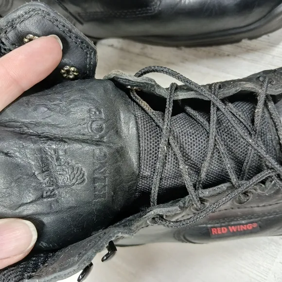 Red Wing Black Leather Steel Toe Industrial Work Boots Men's #385