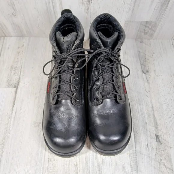 Red Wing Black Leather Steel Toe Industrial Work Boots Men's #385