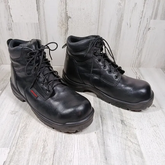 Red Wing Black Leather Steel Toe Industrial Work Boots Men's #385