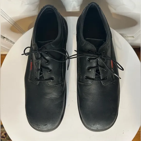 Red Wing King Toe black leather steel toed Oxford oil resistant work shoes.  13D