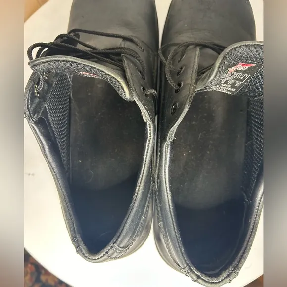 Red Wing King Toe black leather steel toed Oxford oil resistant work shoes.  13D