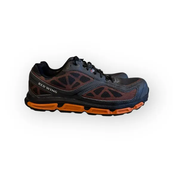 Red Wing Men's Athletic Shoe Aluminum Toe #6388 Black/Orange Sz 9.5
