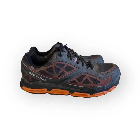 Red Wing Men's Athletic Shoe Aluminum Toe #6388 Black/Orange Sz 9.5