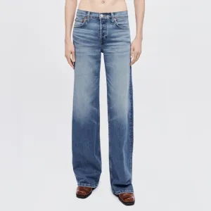 RE/DONE Women’s Mid-Rise Wide Leg Medium Wash Denim Jeans- Size 25