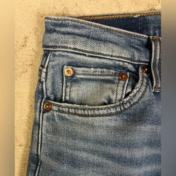 RE/DONE Women’s Mid-Rise Wide Leg Medium Wash Denim Jeans- Size 25