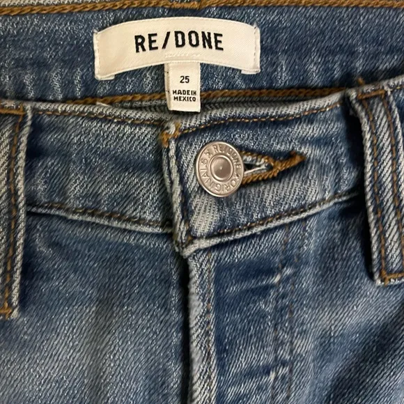 RE/DONE Women’s Mid-Rise Wide Leg Medium Wash Denim Jeans- Size 25