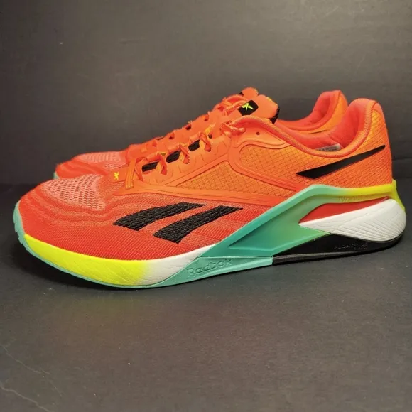 Reebok Nano X2 Orange Flare Acid Yellow Sneakers Athletic Mens Shoes Size 14