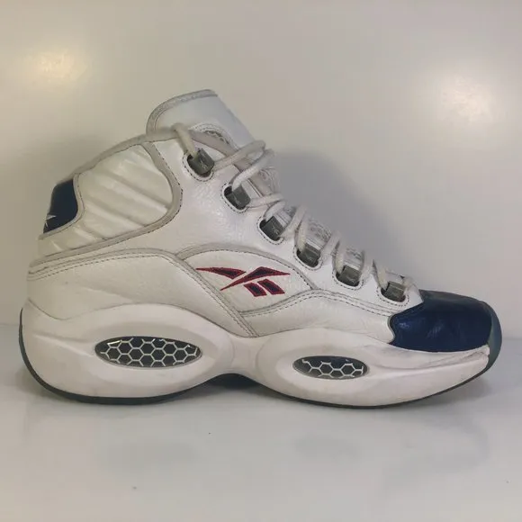 Reebok Question Mid White Blue Toe Retro 2012 J82534 Size 9.5 No Box Iverson