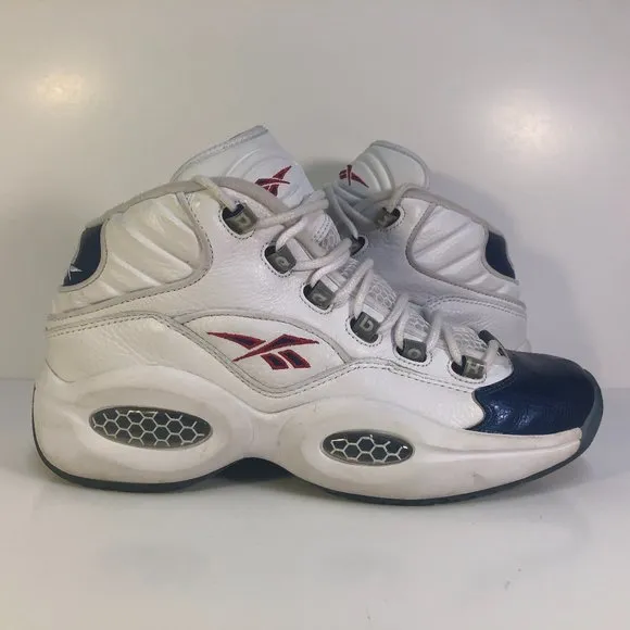 Reebok Question Mid White Blue Toe Retro 2012 J82534 Size 9.5 No Box Iverson