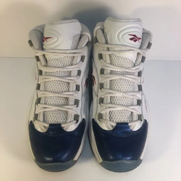 Reebok Question Mid White Blue Toe Retro 2012 J82534 Size 9.5 No Box Iverson