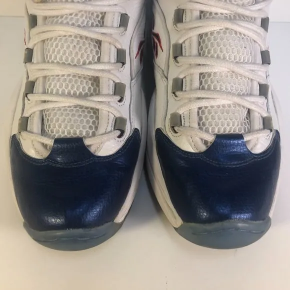 Reebok Question Mid White Blue Toe Retro 2012 J82534 Size 9.5 No Box Iverson