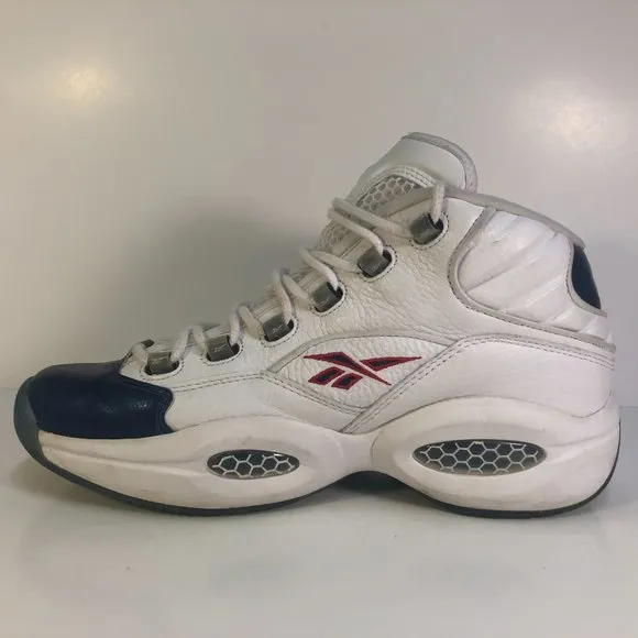 Reebok Question Mid White Blue Toe Retro 2012 J82534 Size 9.5 No Box Iverson