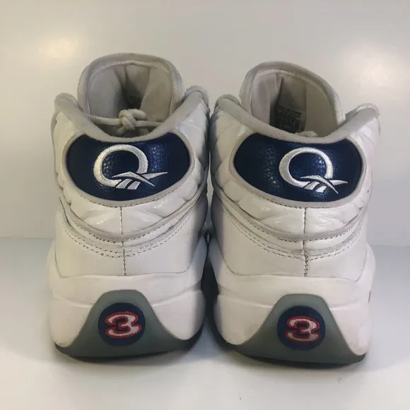 Reebok Question Mid White Blue Toe Retro 2012 J82534 Size 9.5 No Box Iverson